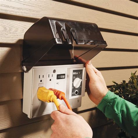 electric boxes in yard|outdoor electric outlet box.